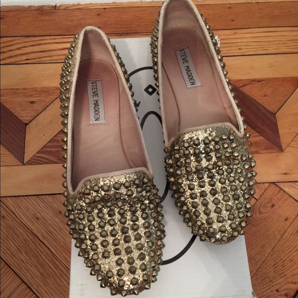 Steve Madden Gold Colored Studded Flats